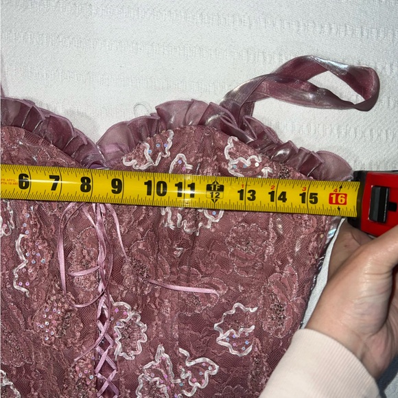 Women’s Babydoll Fairy Coquette Corset Size S Pink Girly Sequins Feminine Ballet - Picture 7 of 8